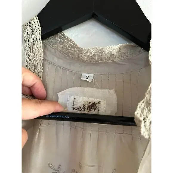 Johnny Was Cream Lace-Trim Midi Dress - Picture 5 of 8